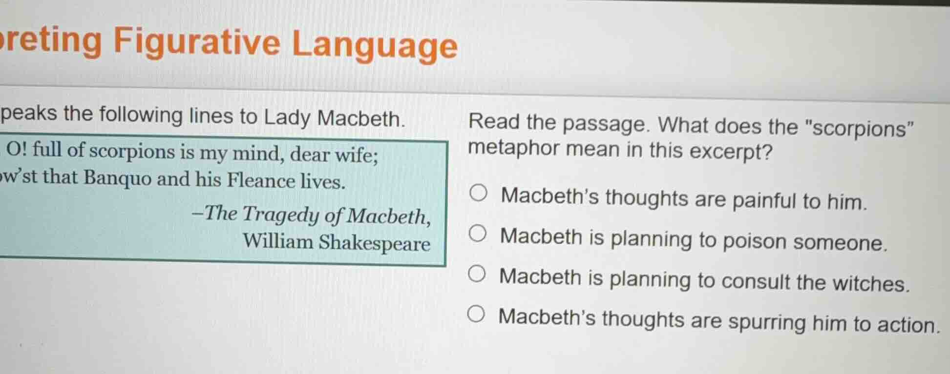 preting figurative language peaks the following lines to lady macbeth. …