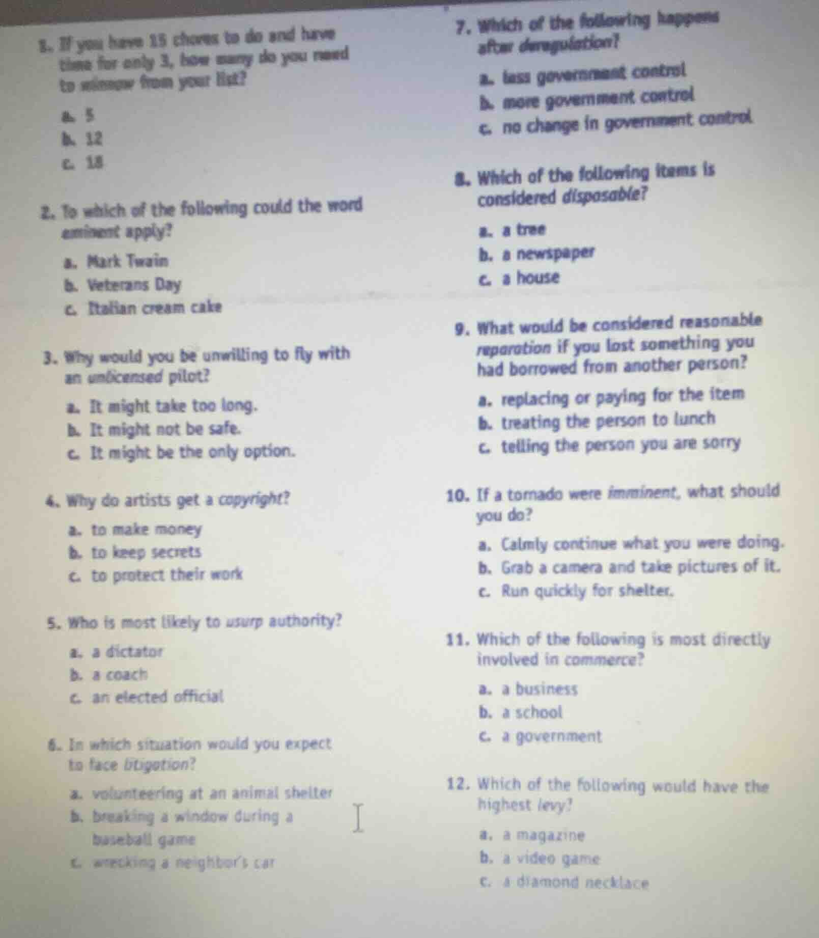 1. if you have 15 chores to do and have time for only 3, how many do yo…