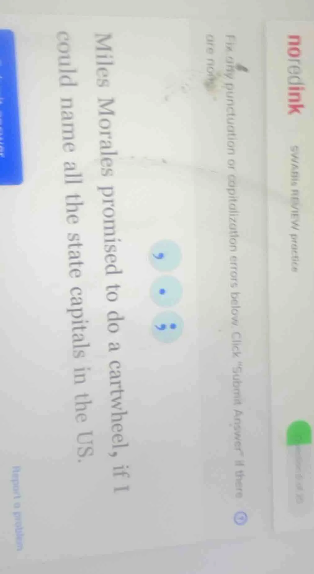 noredink swabis review practice fix any punctuation or capitalization e…
