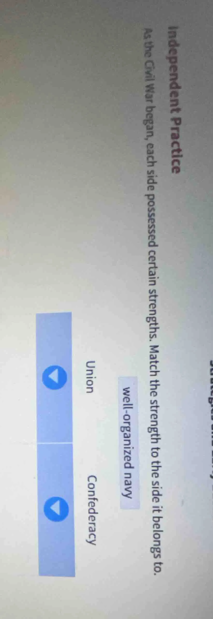 independent practice as the civil war began, each side possessed certai…