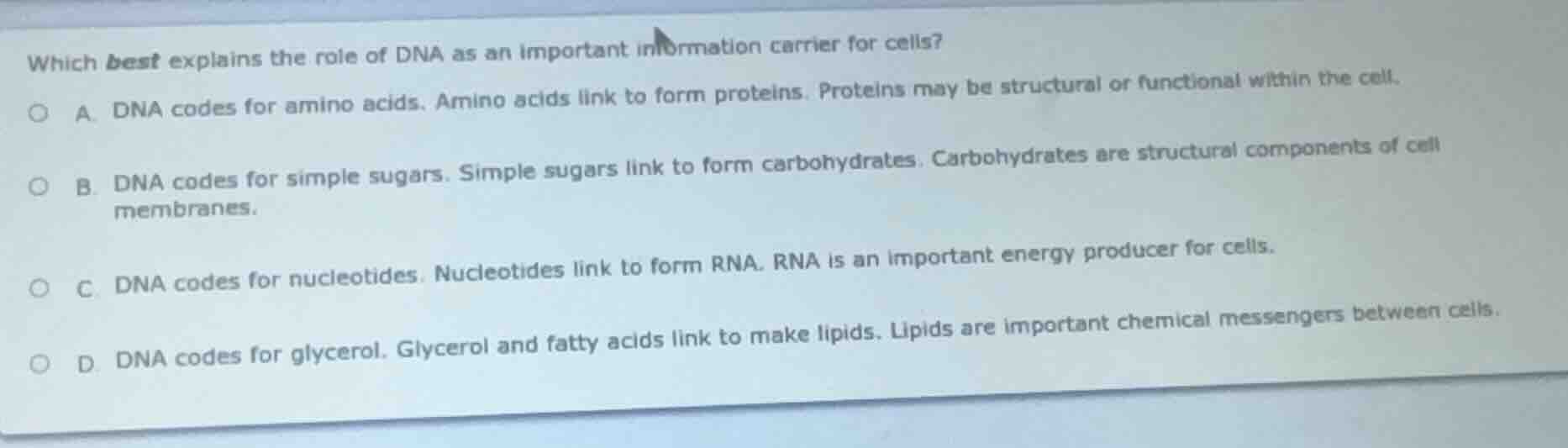 which best explains the role of dna as an important information carrier…