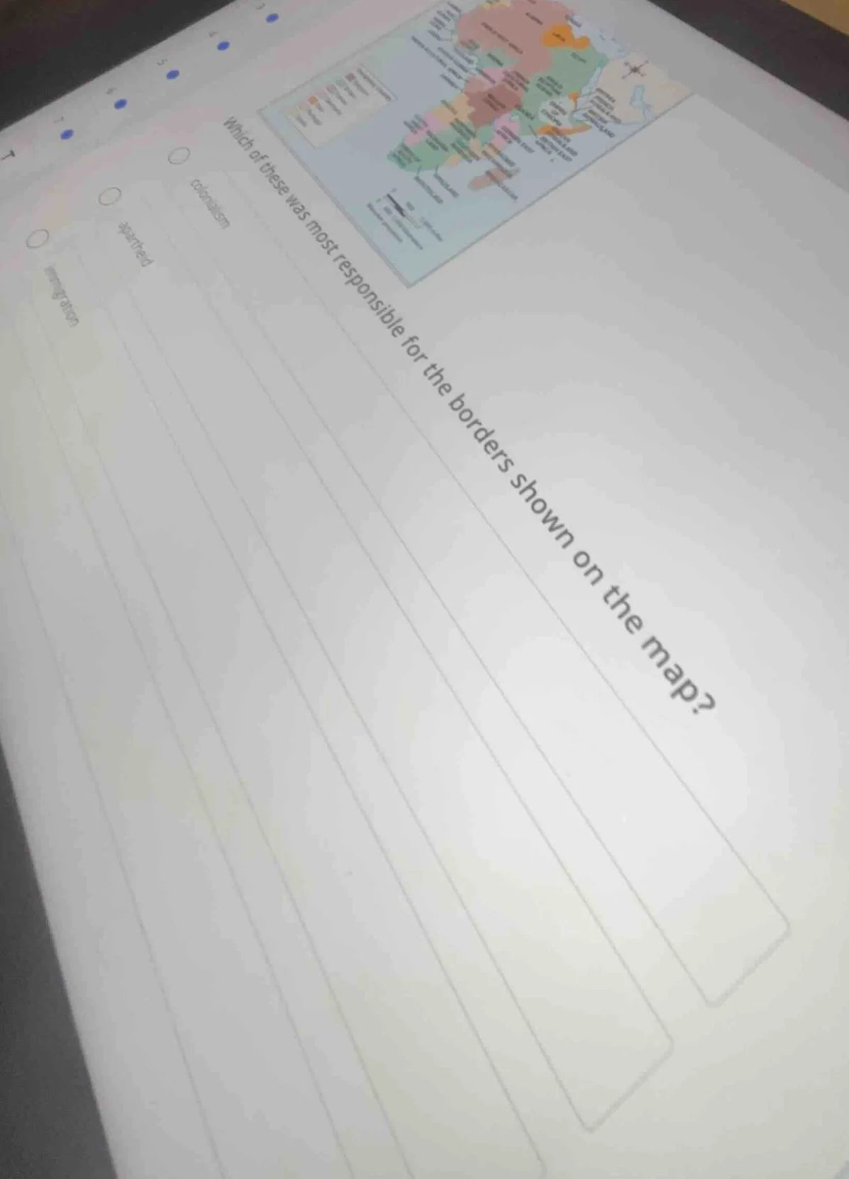 which of these was most responsible for the borders shown on the map?co…