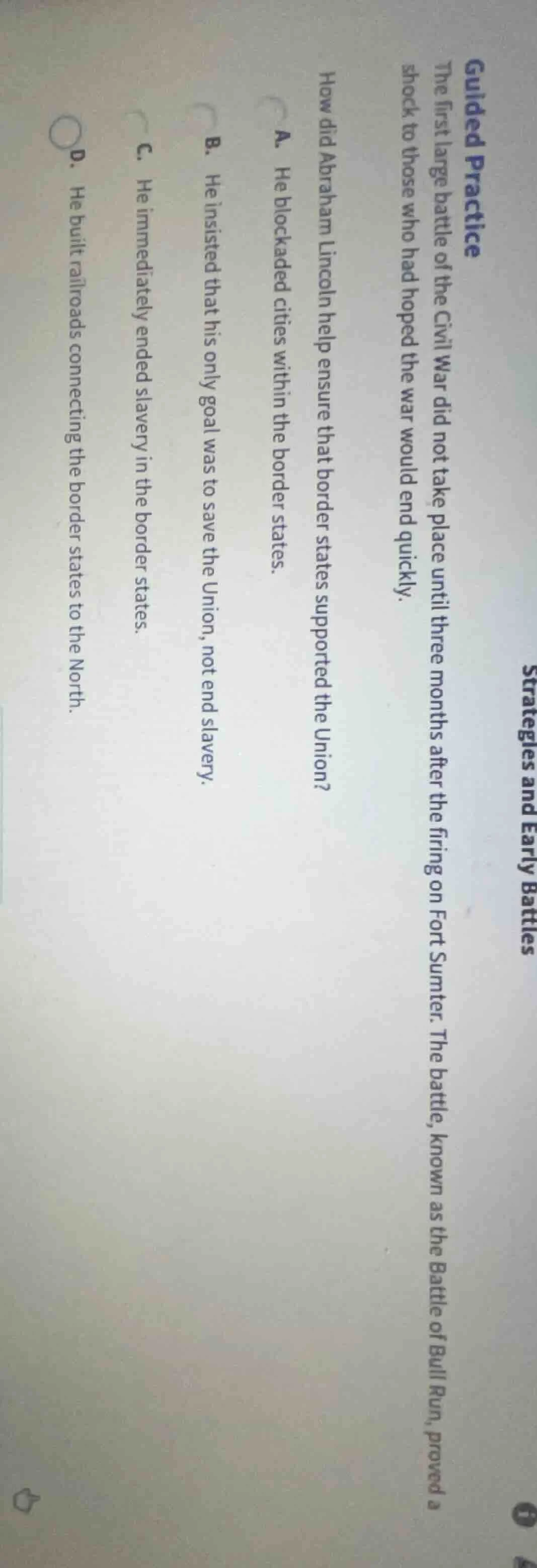 strategies and early battles guided practice the first large battle of …