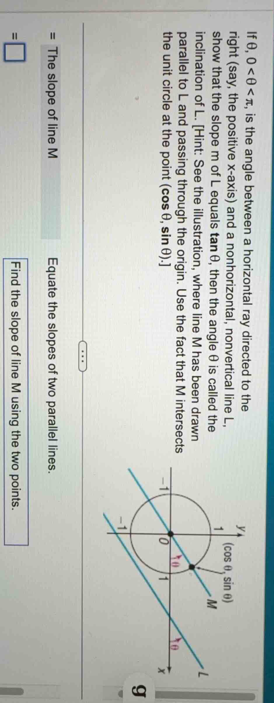 if $\theta$, $0 < \theta < pi$, is the angle between a horizontal ray d…