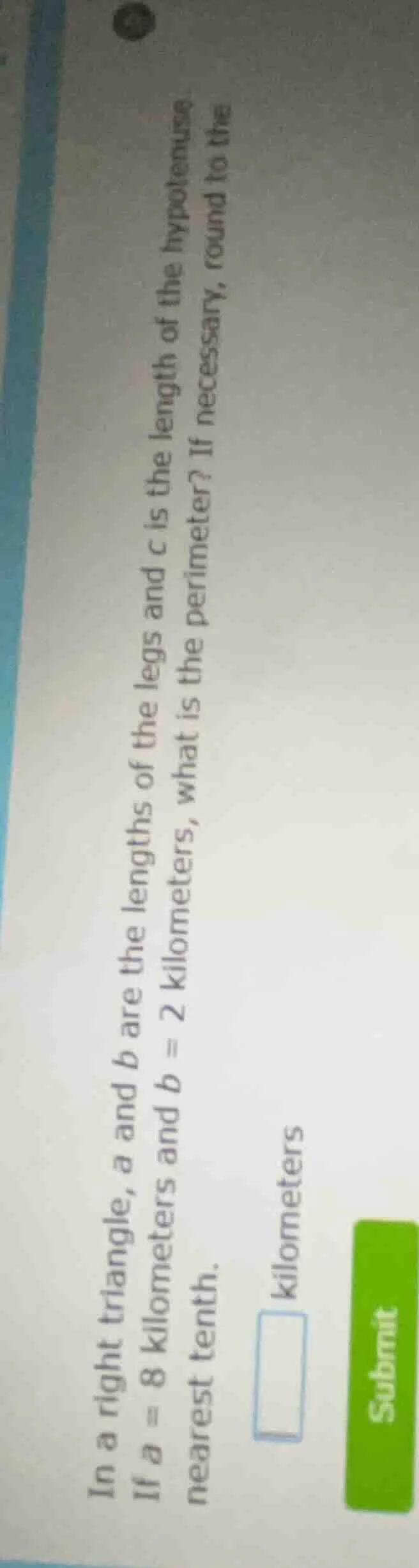 in a right triangle, a and b are the lengths of the legs and c is the l…