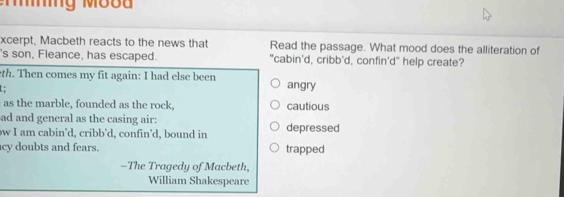xcerpt, macbeth reacts to the news that s son, fleance, has escaped. th…