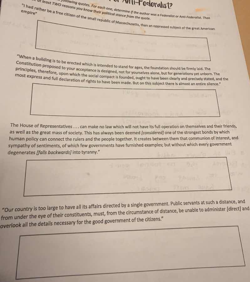 for each one, determine if the author was a federalist or anti-federali…