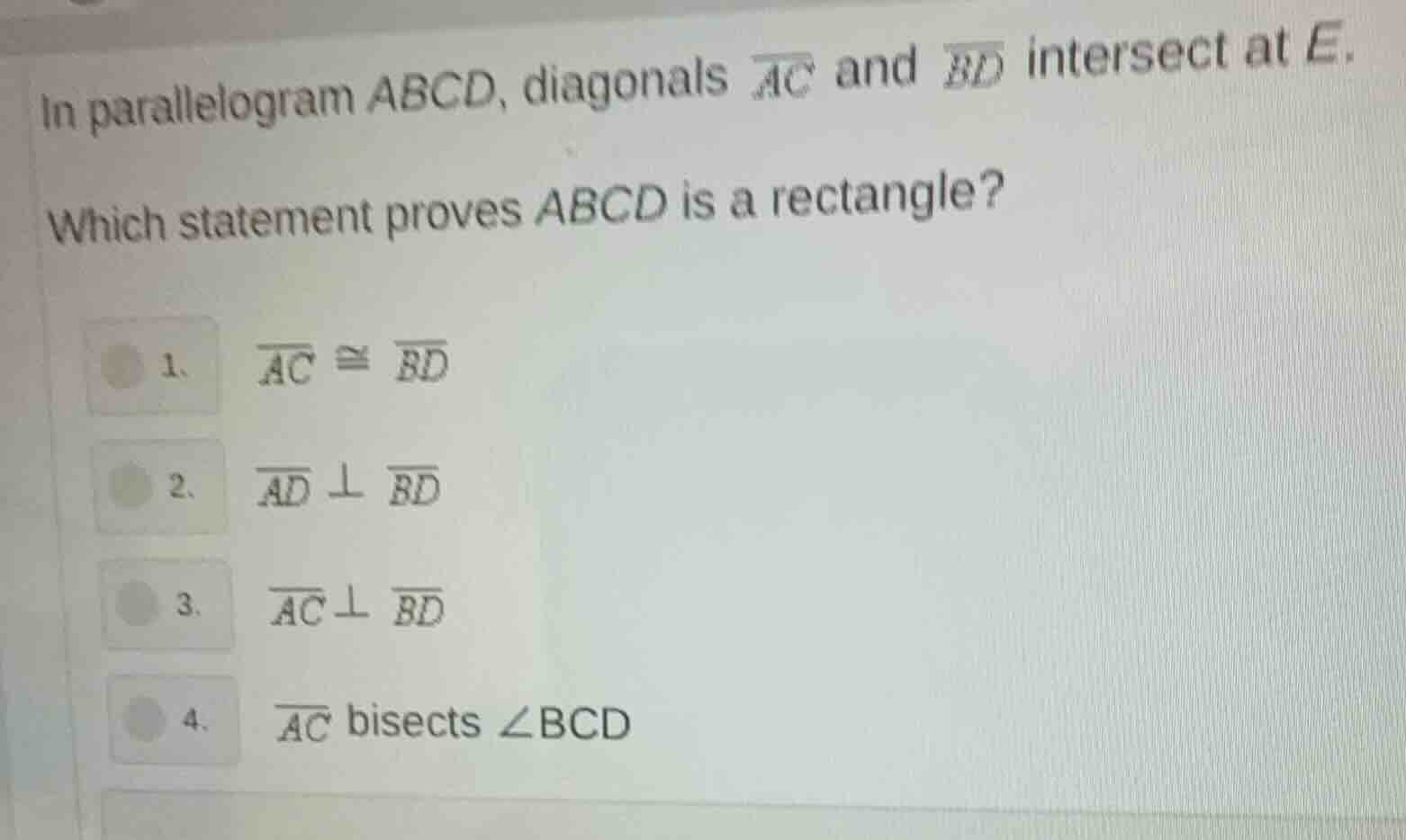 in parallelogram abcd, diagonals $overline{ac}$ and $overline{bd}$ inte…