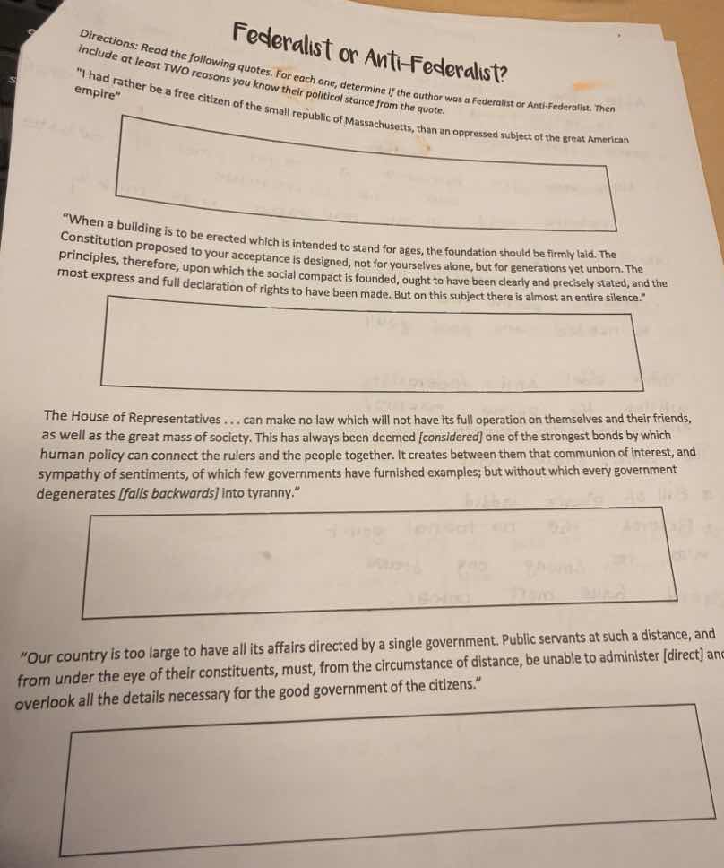 federalist or anti-federalist? directions: read the following quotes. f…