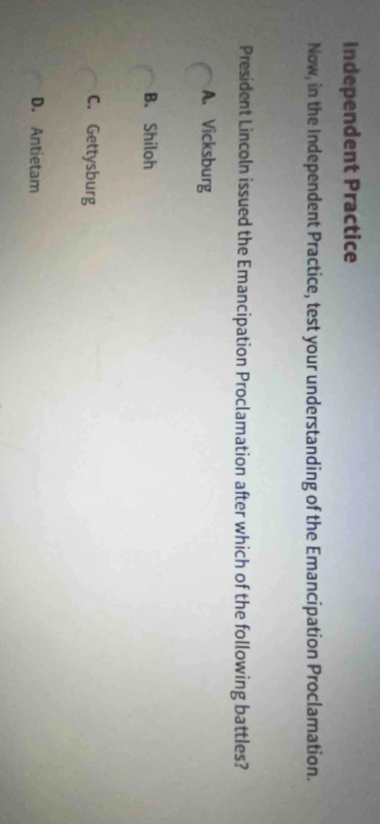 independent practice now, in the independent practice, test your unders…