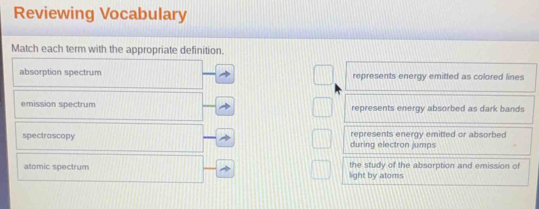 reviewing vocabulary match each term with the appropriate definition. a…