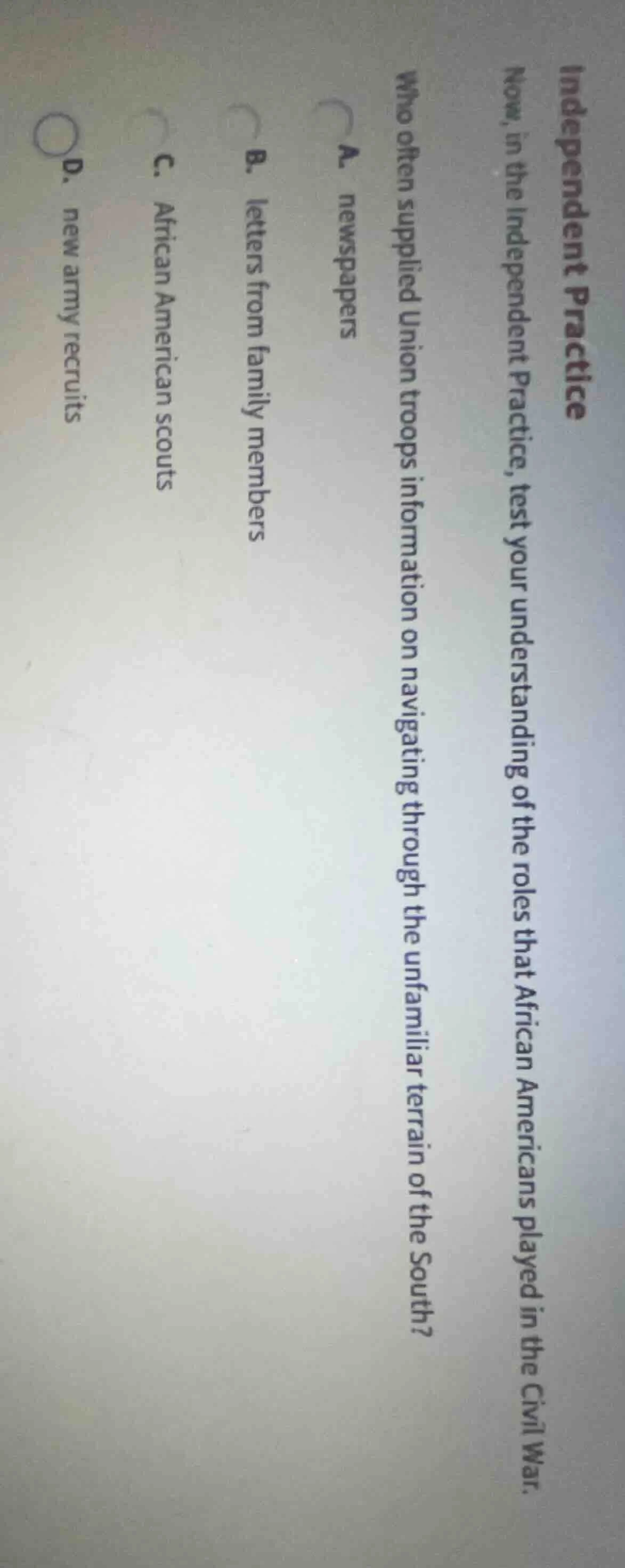 independent practice now, in the independent practice, test your unders…