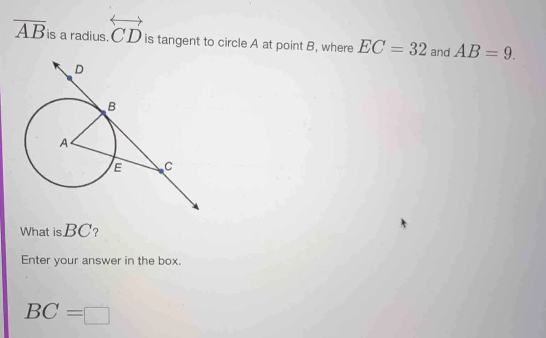 $\\overline{ab}$ is a radius. $\\overleftrightarrow{cd}$ is tangent to …