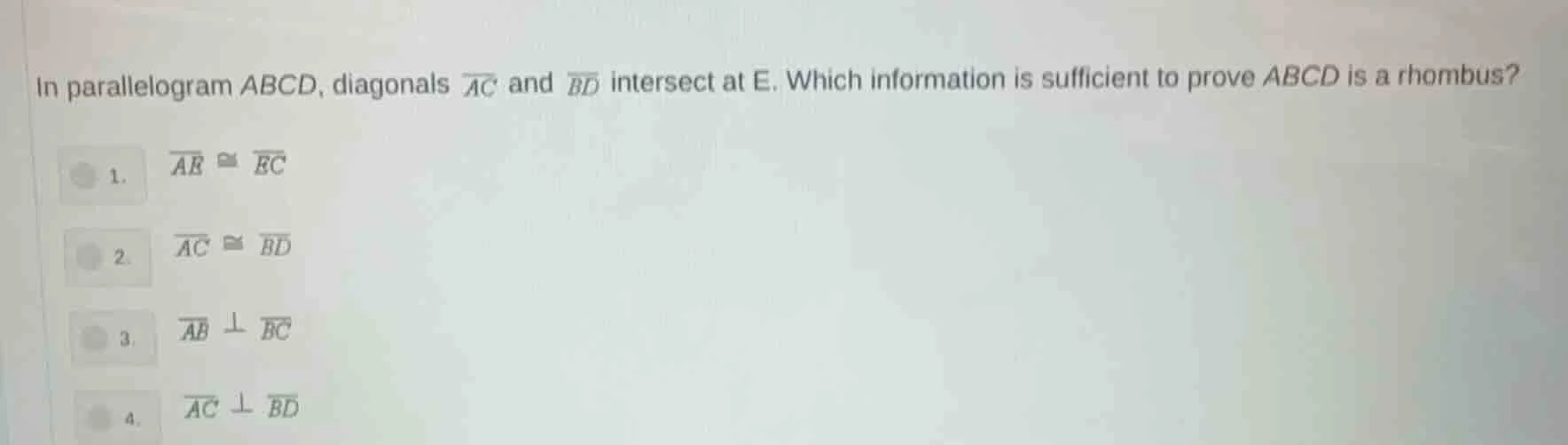 in parallelogram abcd, diagonals $overline{ac}$ and $overline{bd}$ inte…