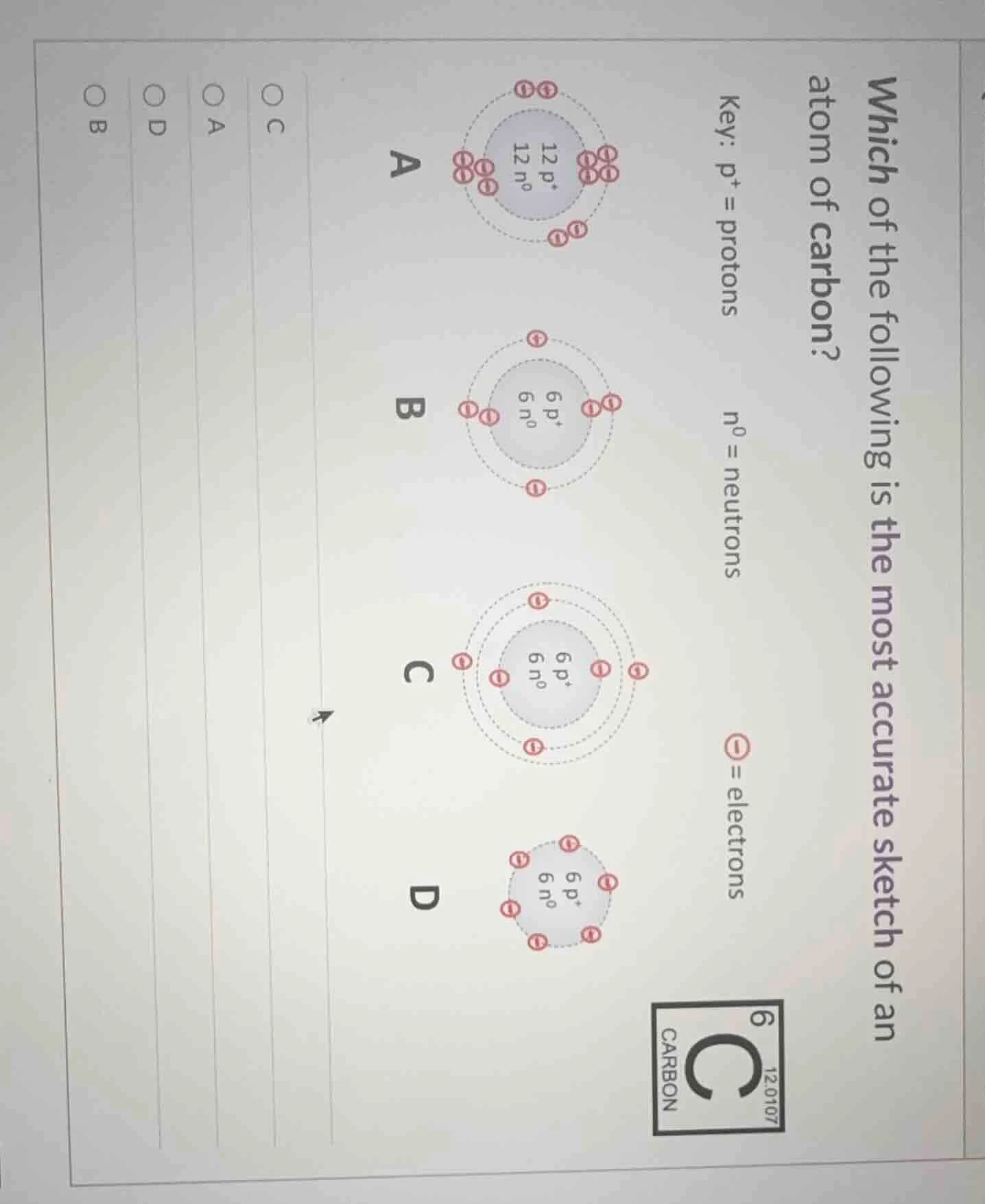 which of the following is the most accurate sketch of an atom of carbon…