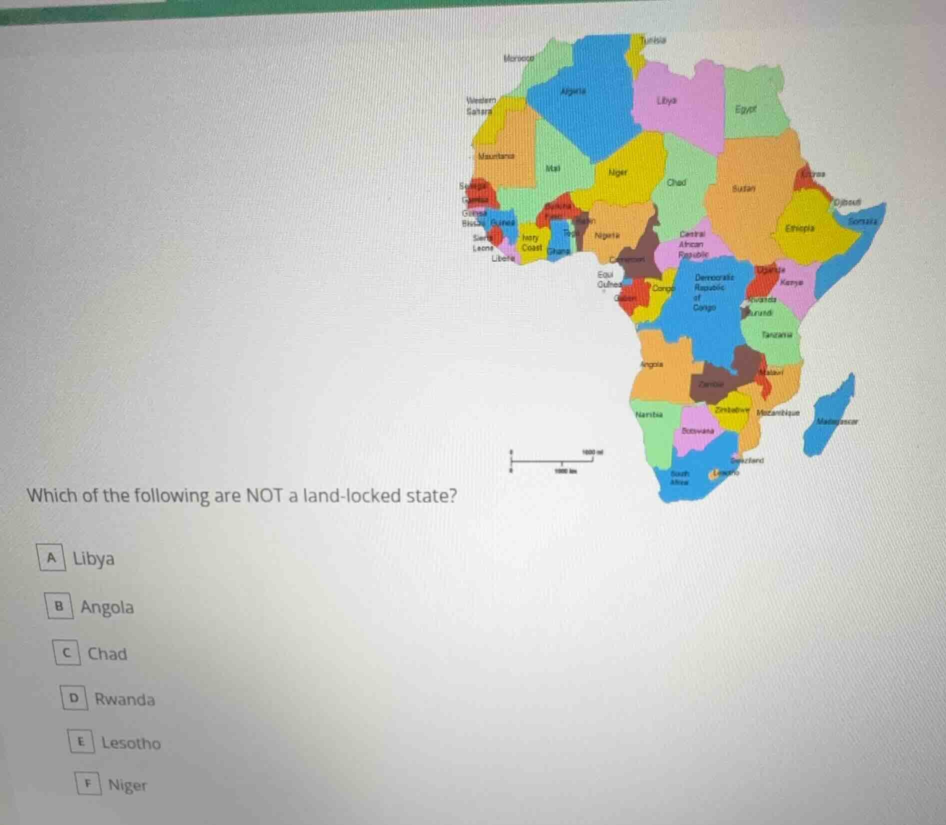 which of the following are not a land-locked state? a libya b angola c …