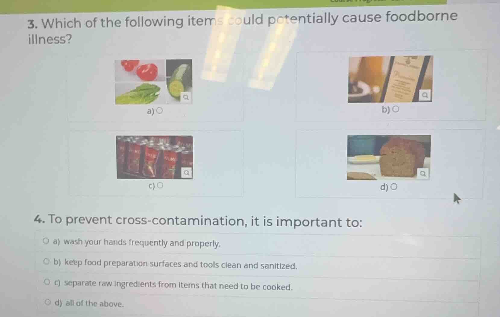 3. which of the following items could potentially cause foodborne illne…