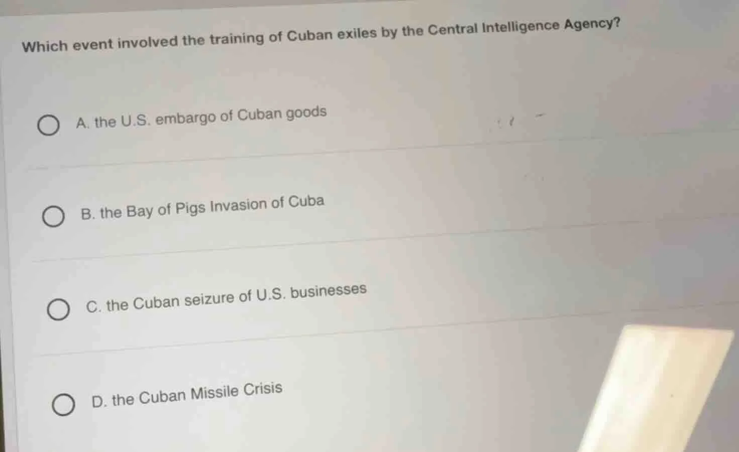 which event involved the training of cuban exiles by the central intell…
