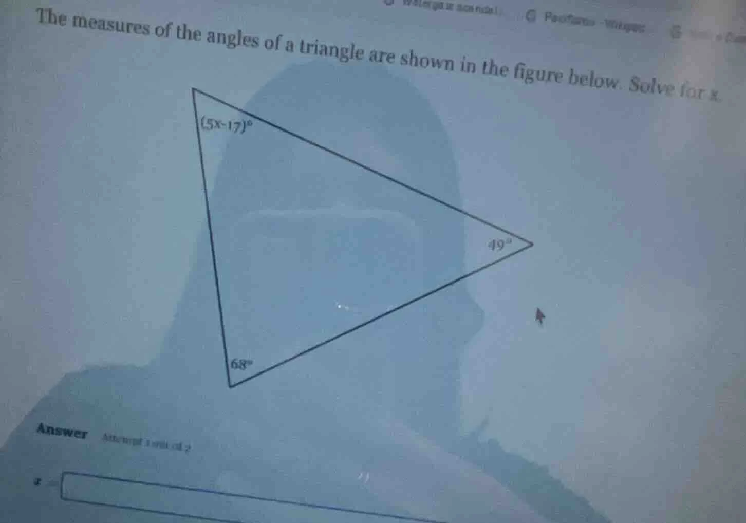 the measures of the angles of a triangle are shown in the figure below.…