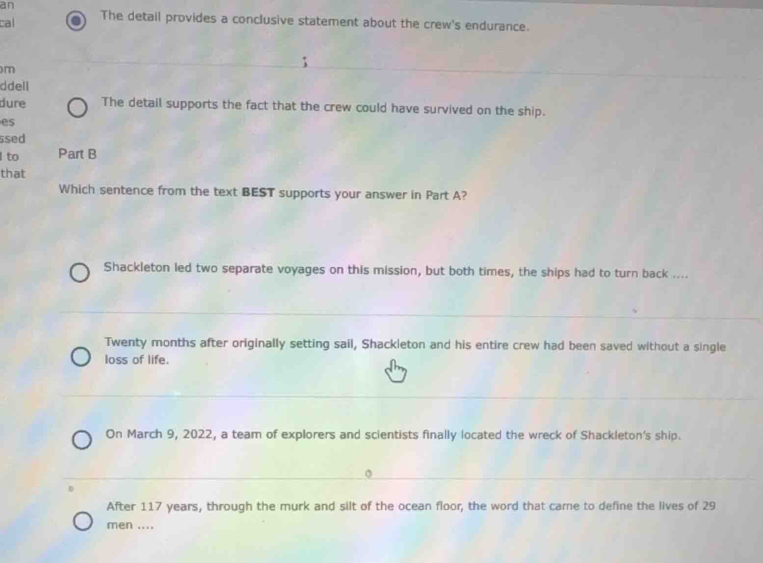 the detail provides a conclusive statement about the crews endurance. t…