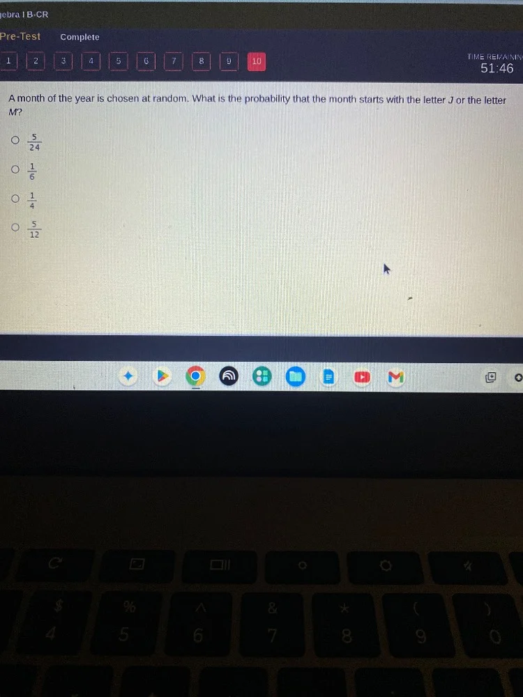a month of the year is chosen at random. what is the probability that t…