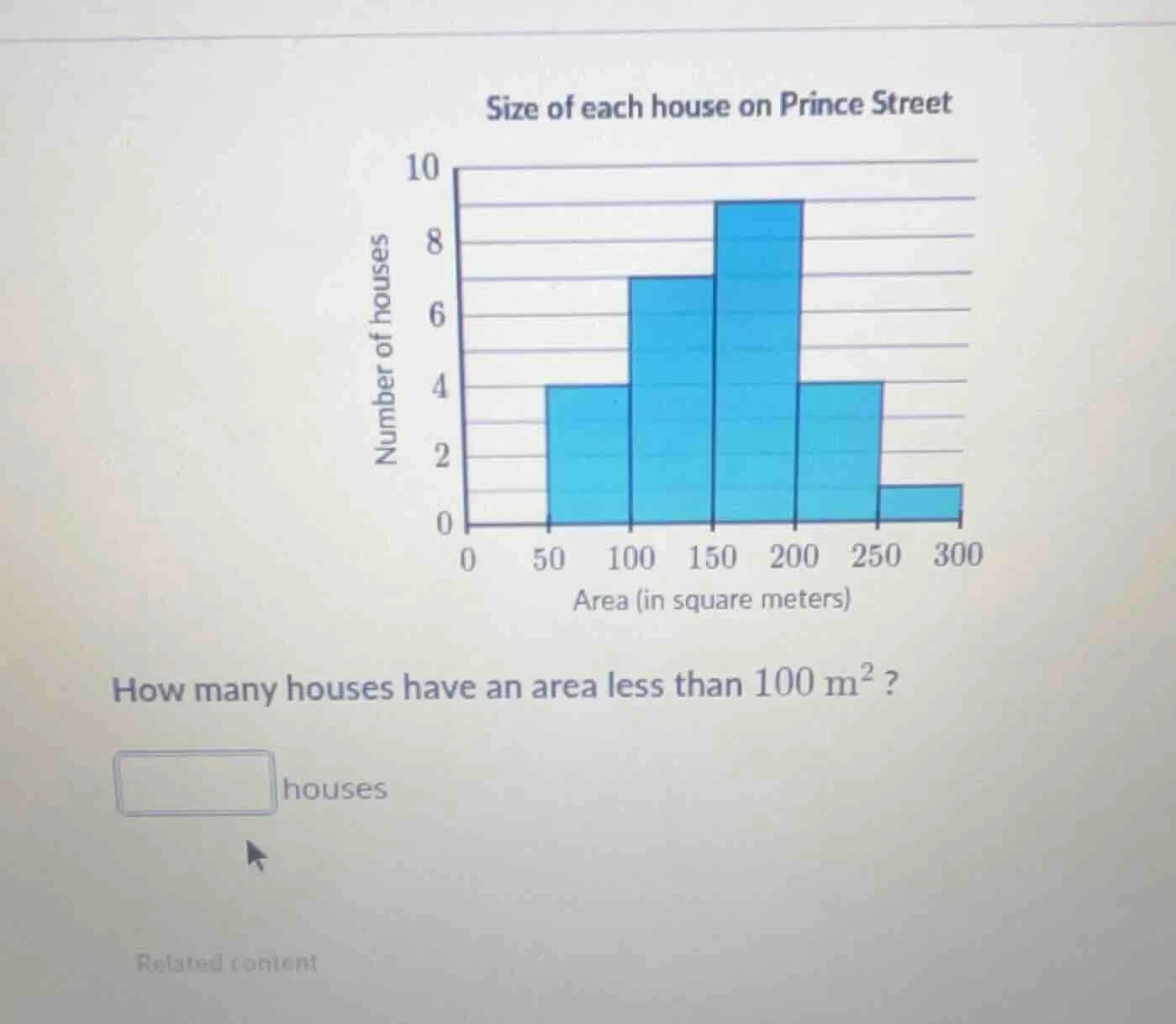 size of each house on prince street how many houses have an area less t…