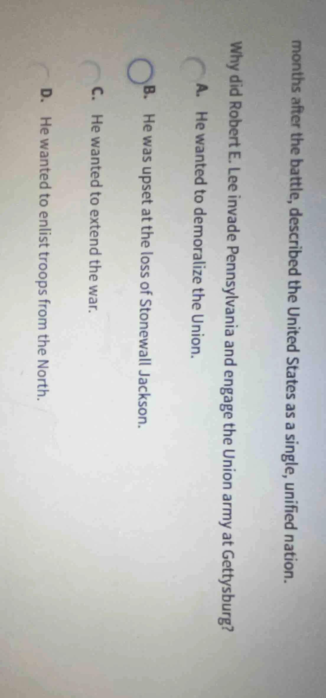 months after the battle, described the united states as a single, unifi…