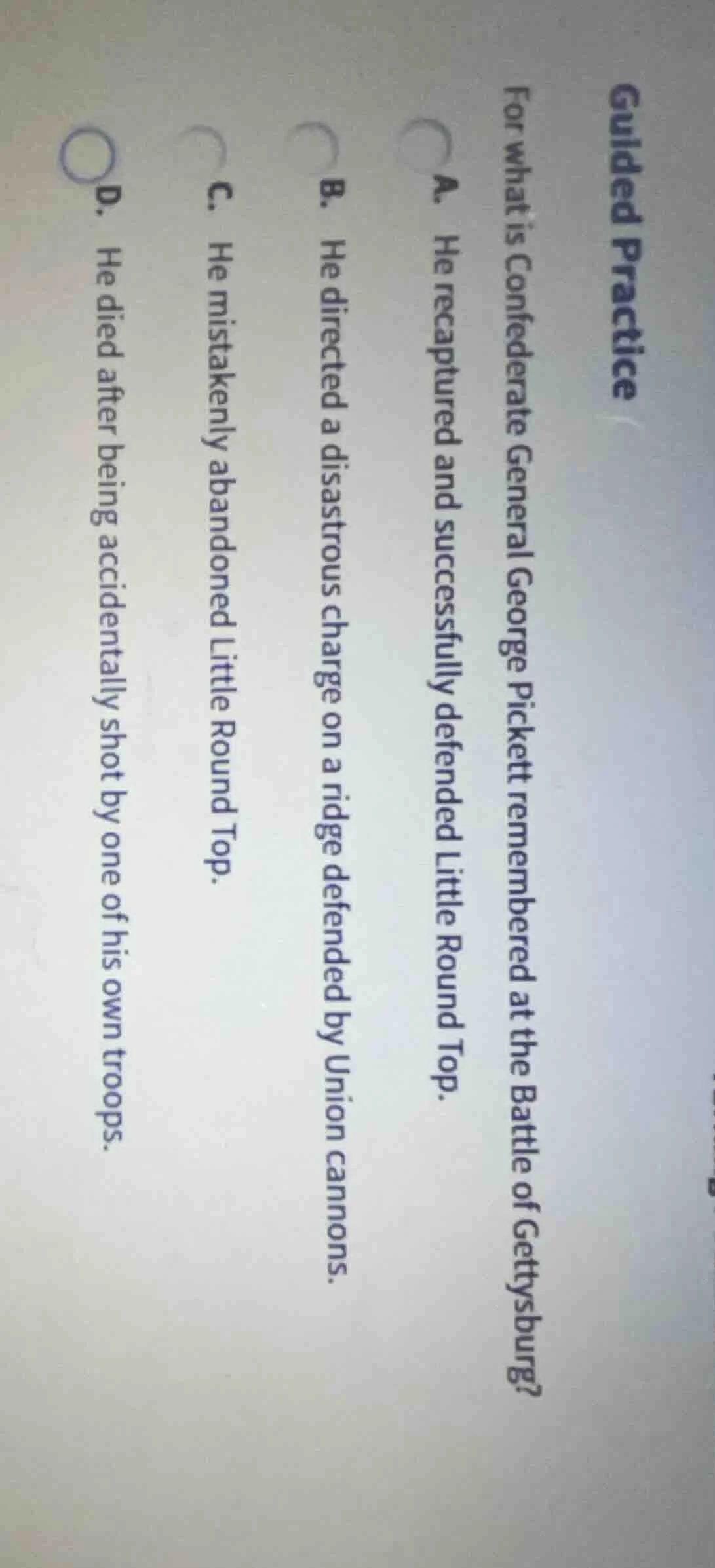 guided practice for what is confederate general george pickett remember…