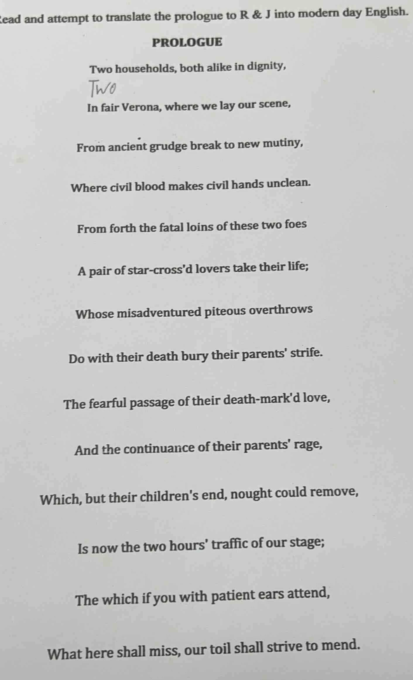 read and attempt to translate the prologue to r & j into modern day eng…