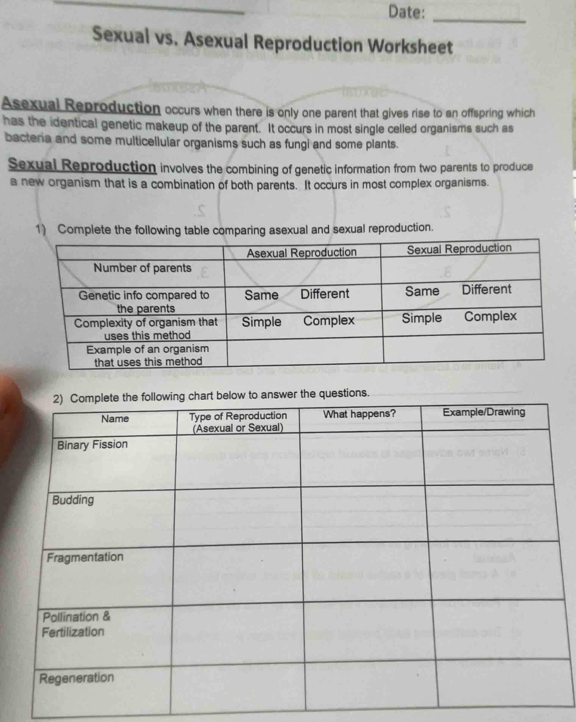 date:sexual vs. asexual reproduction worksheetasexual reproduction occu…