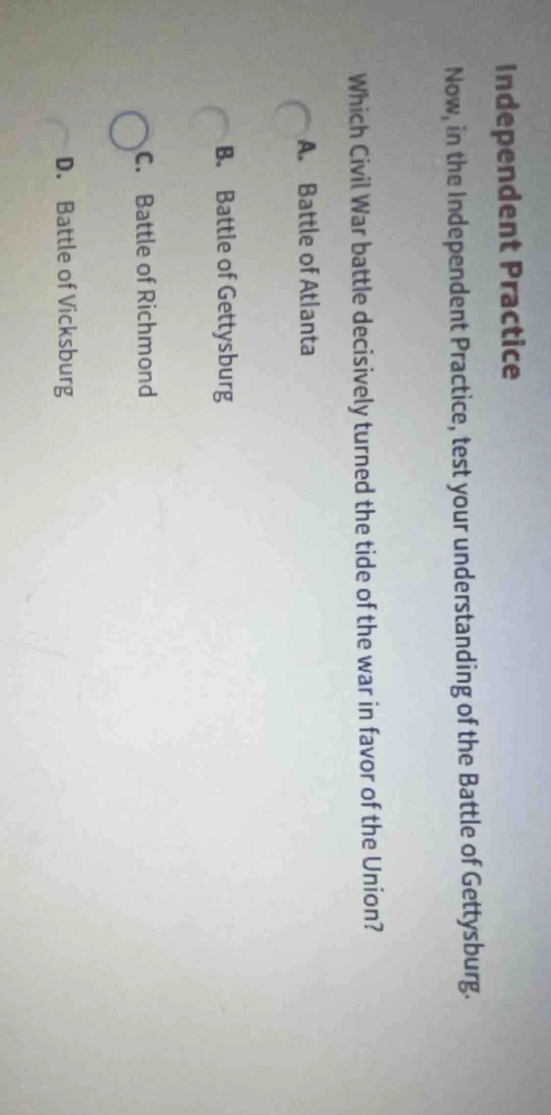 independent practice now, in the independent practice, test your unders…