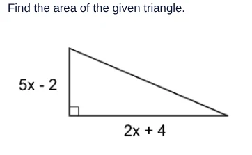 find the area of the given triangle.