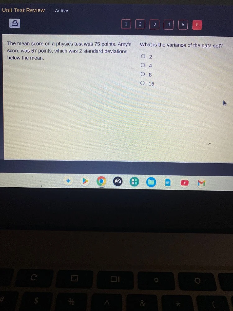 unit test review active 1 2 3 4 5 6 the mean score on a physics test wa…