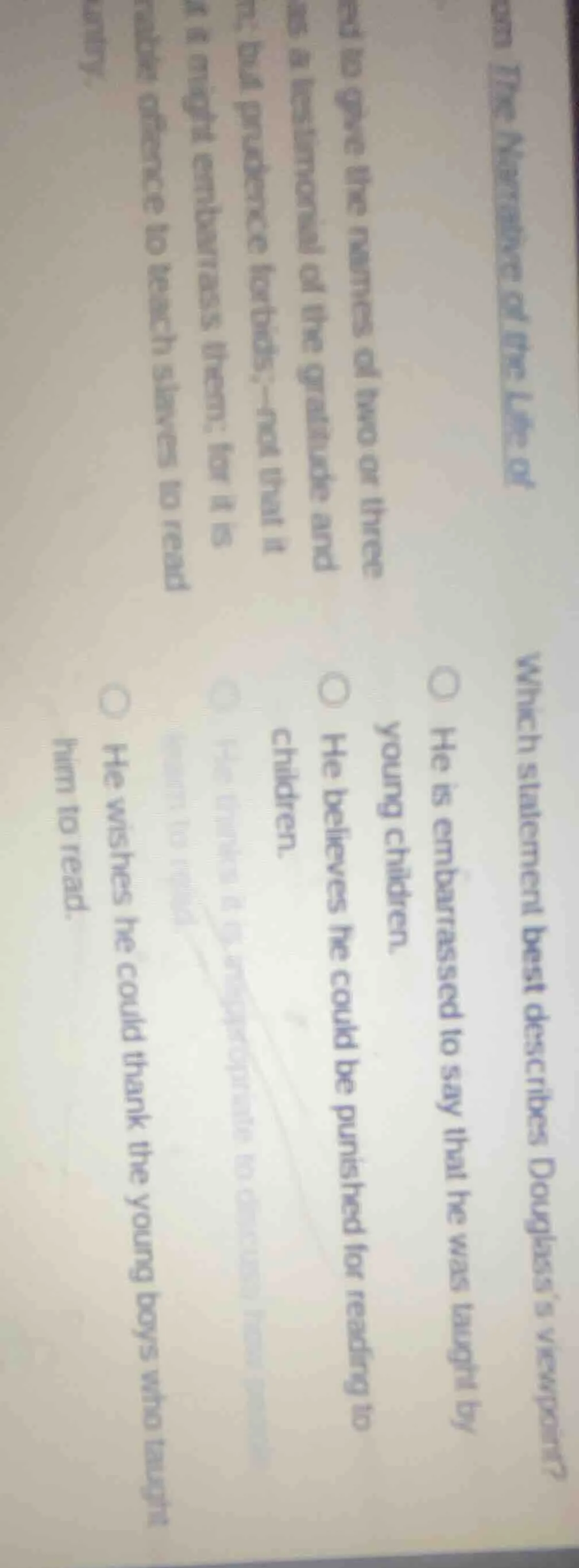 from the narrative of the life ofi need to give the names of two or thr…