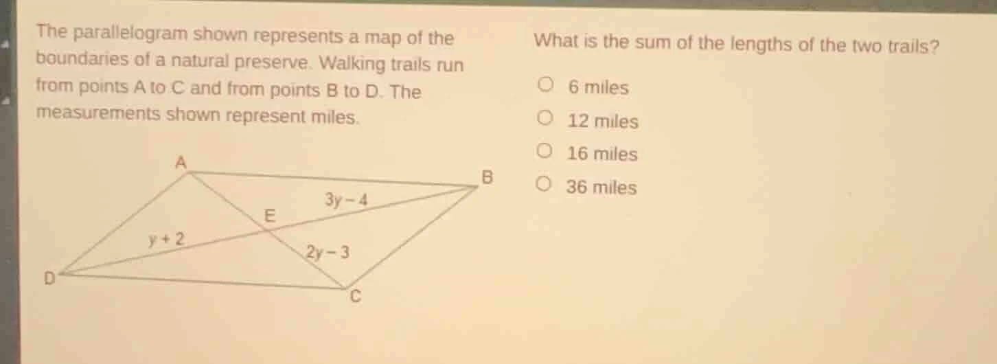 the parallelogram shown represents a map of the boundaries of a natural…