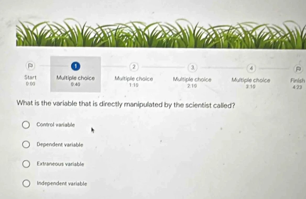 start 0:00 1 multiple choice 0:40 2 multiple choice 1:10 3 multiple cho…