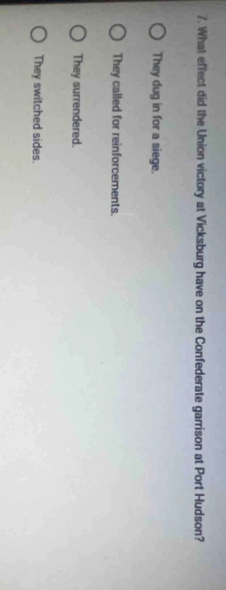 7. what effect did the union victory at vicksburg have on the confedera…