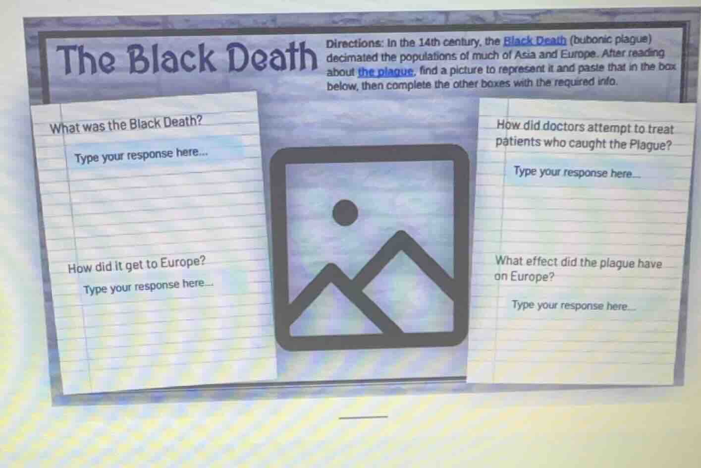 the black death directions: in the 14th century, the black death (bubon…