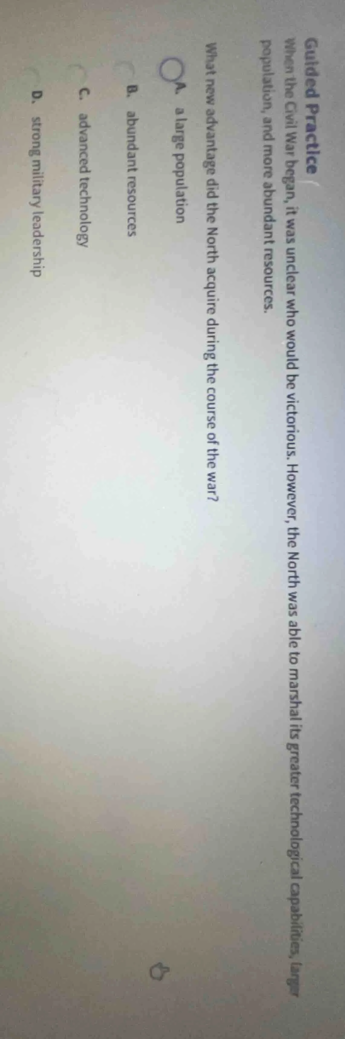 guided practice when the civil war began, it was unclear who would be v…