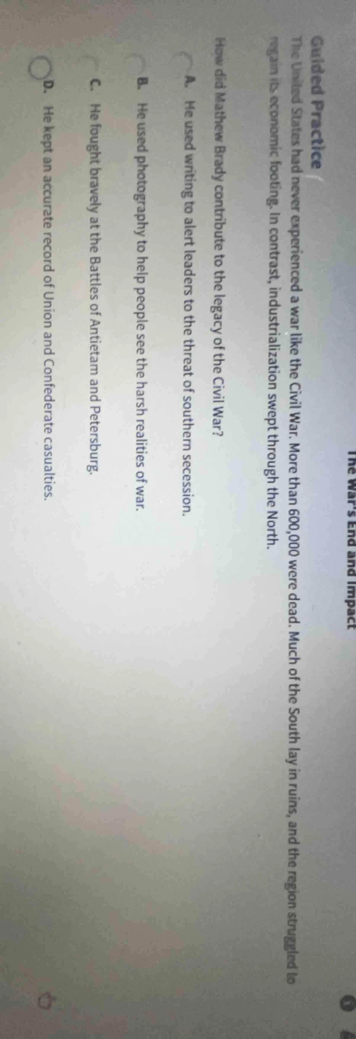 the wars end and impactguided practicethe united states had never exper…