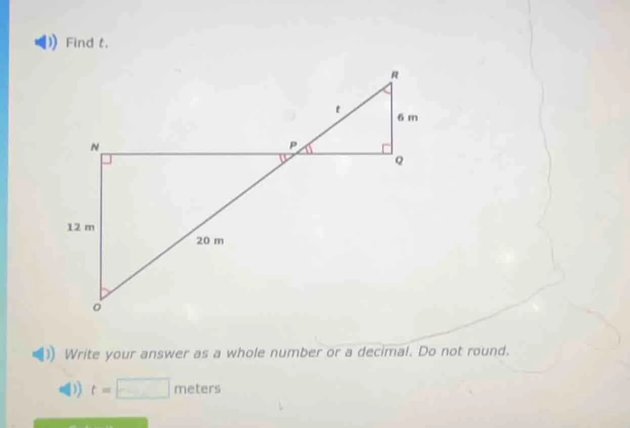 1) find t. write your answer as a whole number or a decimal. do not rou…