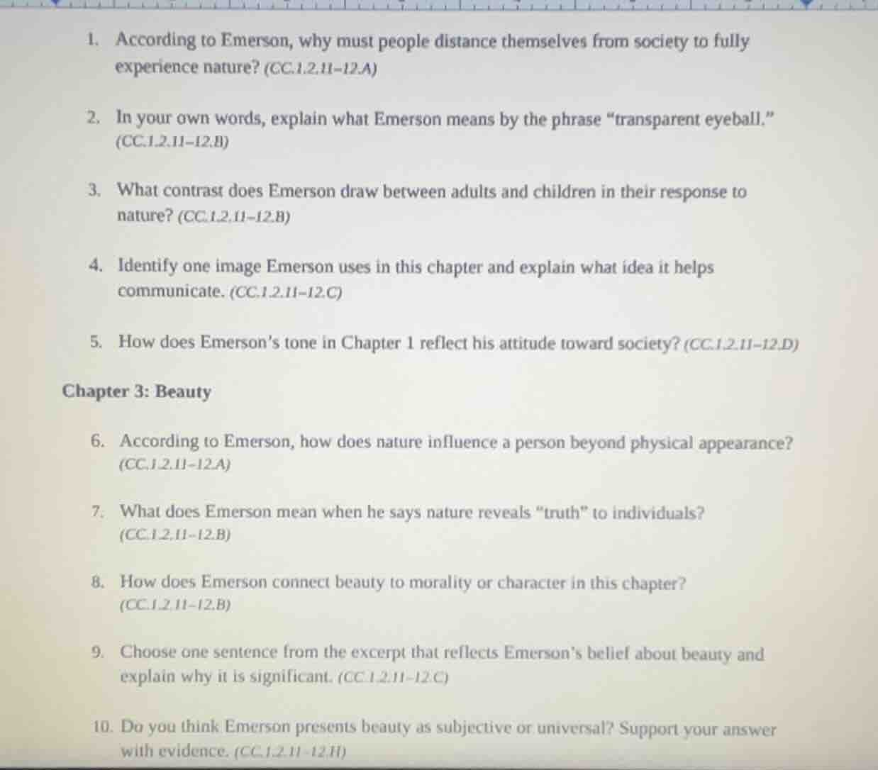 1. according to emerson, why must people distance themselves from socie…