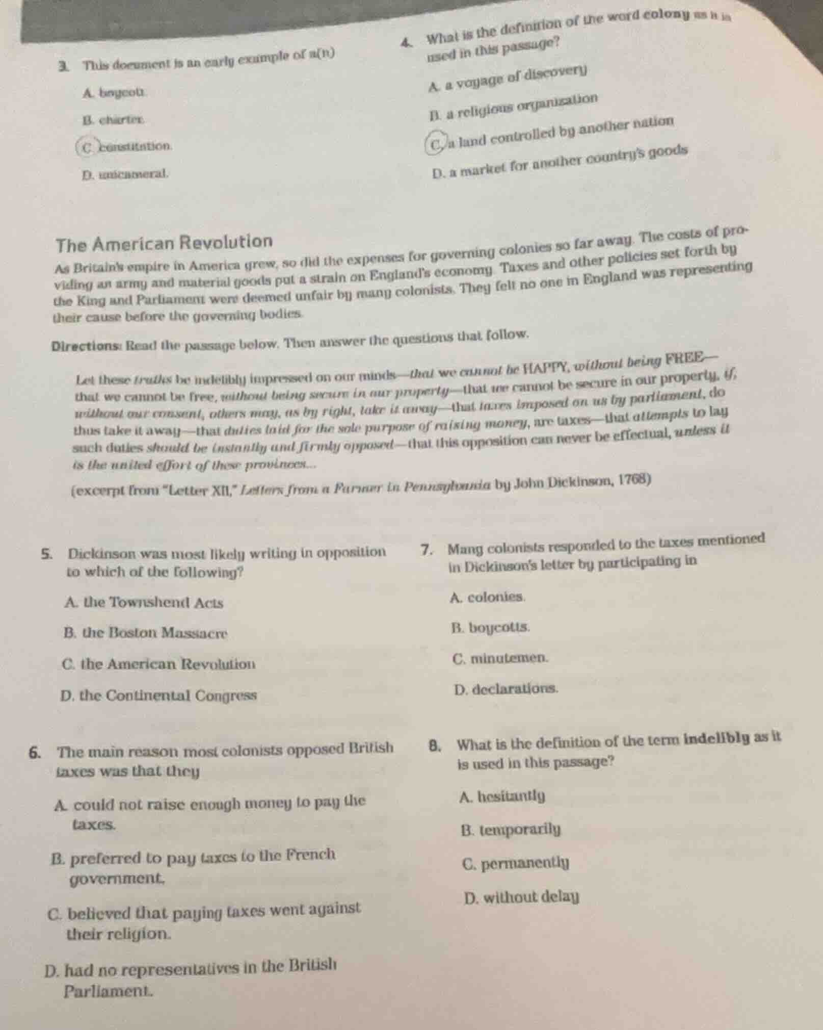 3. this document is an early example of a(n)a. boycottb. charterc. cons…