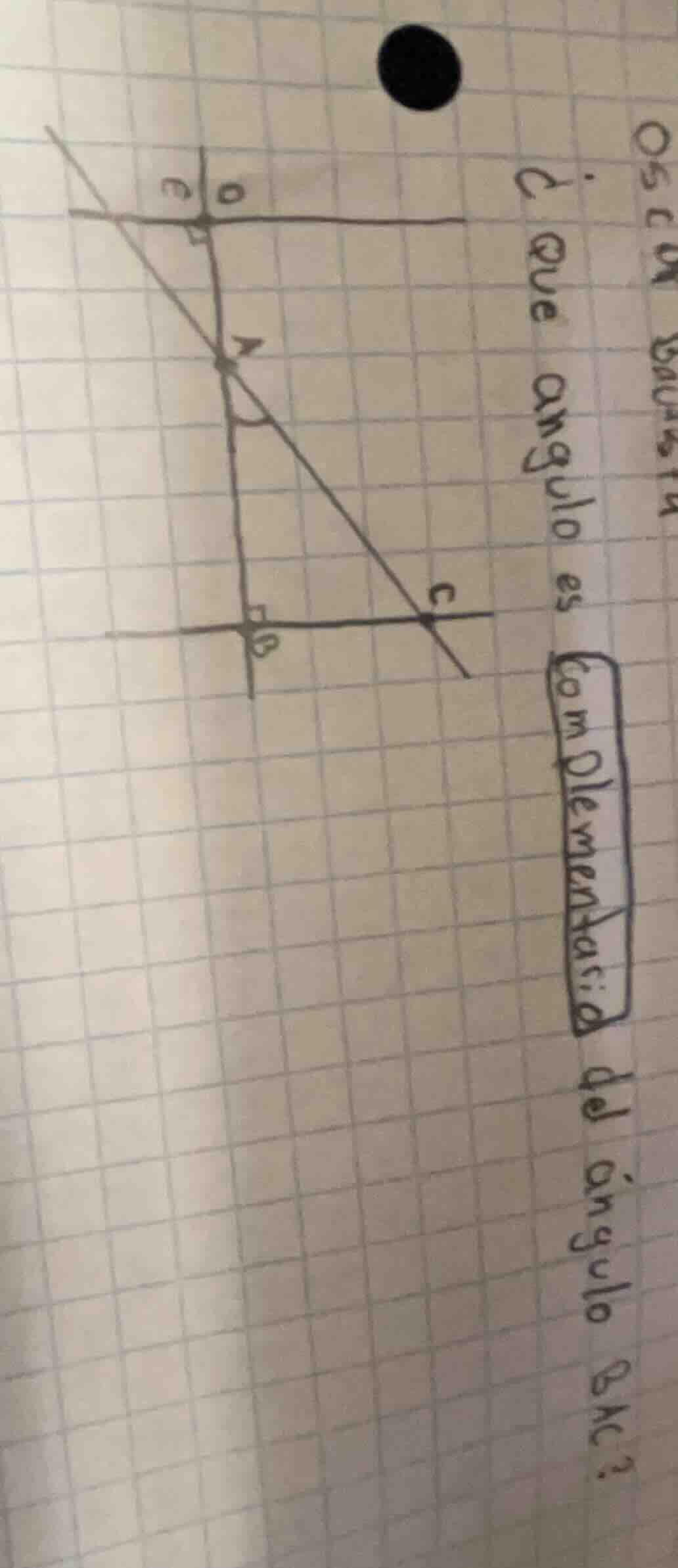 ¿que angulo es complementario del ángulo bac?