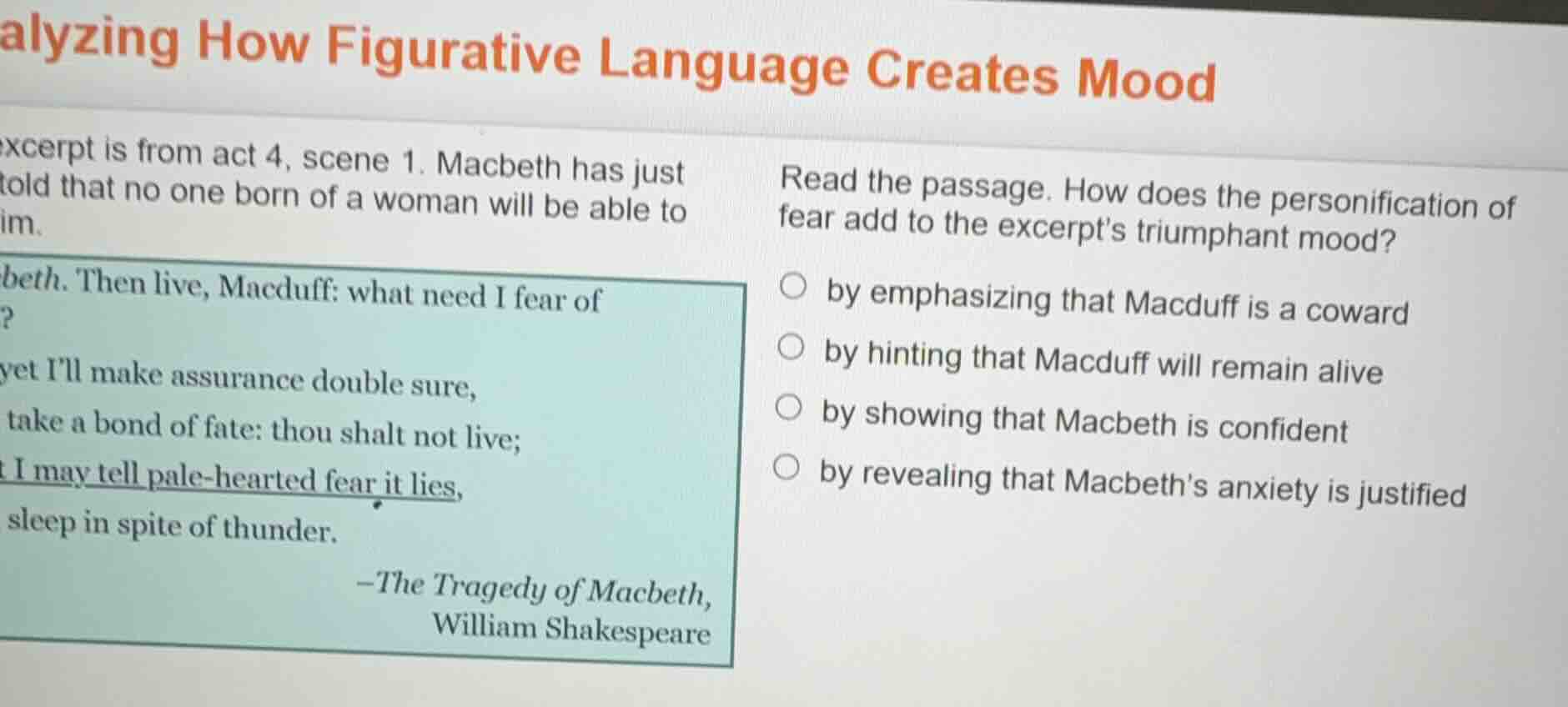 analyzing how figurative language creates mood excerpt is from act 4, s…