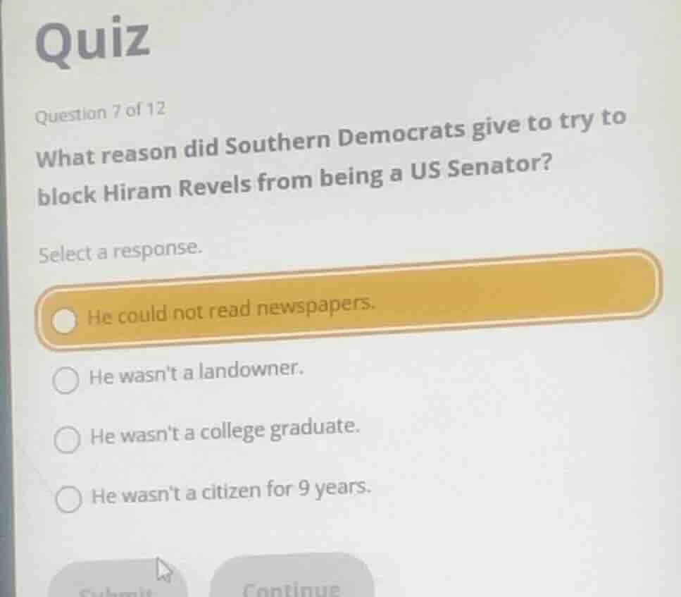 quiz question 7 of 12 what reason did southern democrats give to try to…