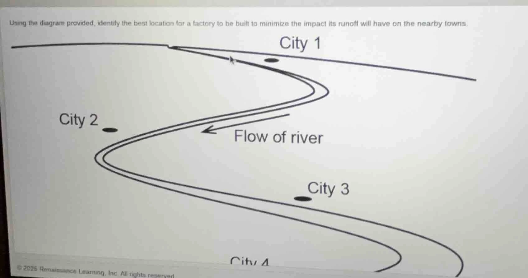 using the diagram provided, identify the best location for a factory to…