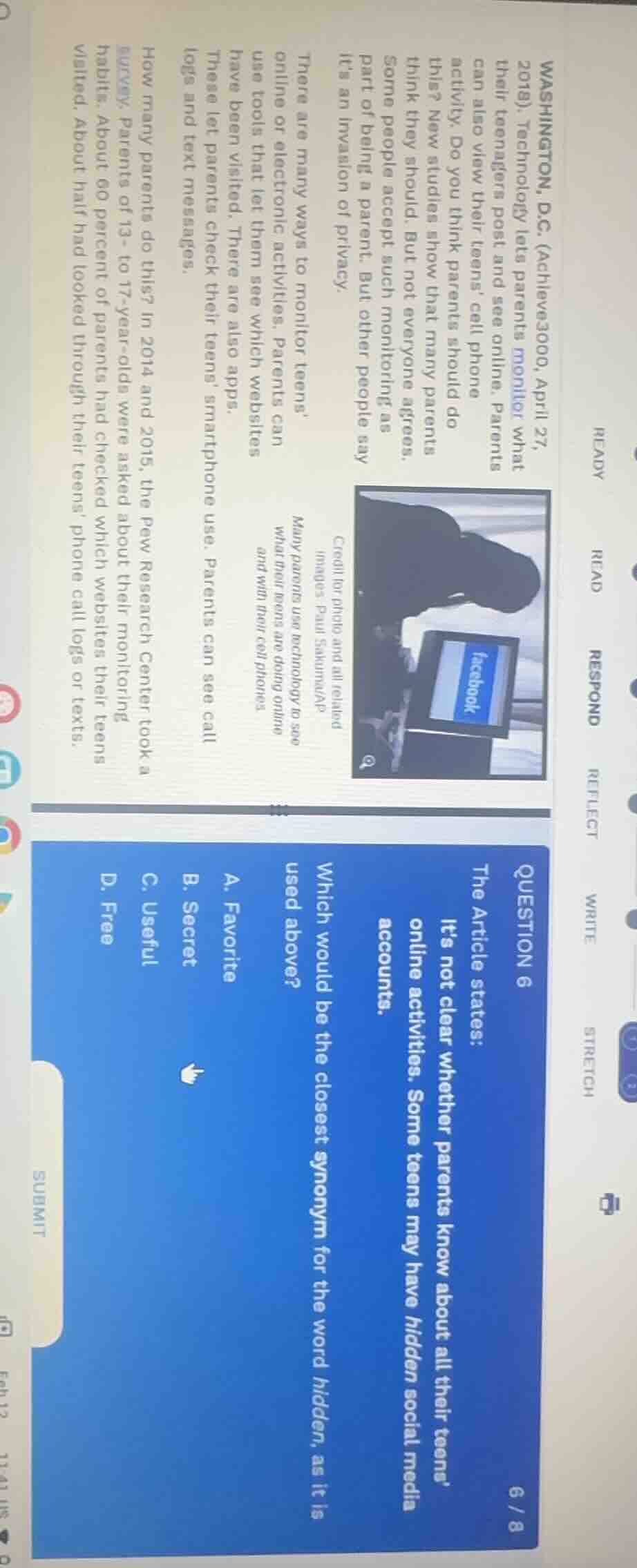 washington, d.c. (achieve3000, april 27, 2018). technology lets parents…