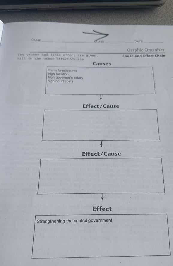 name _______ class _______ date _______ graphic organizer cause and eff…