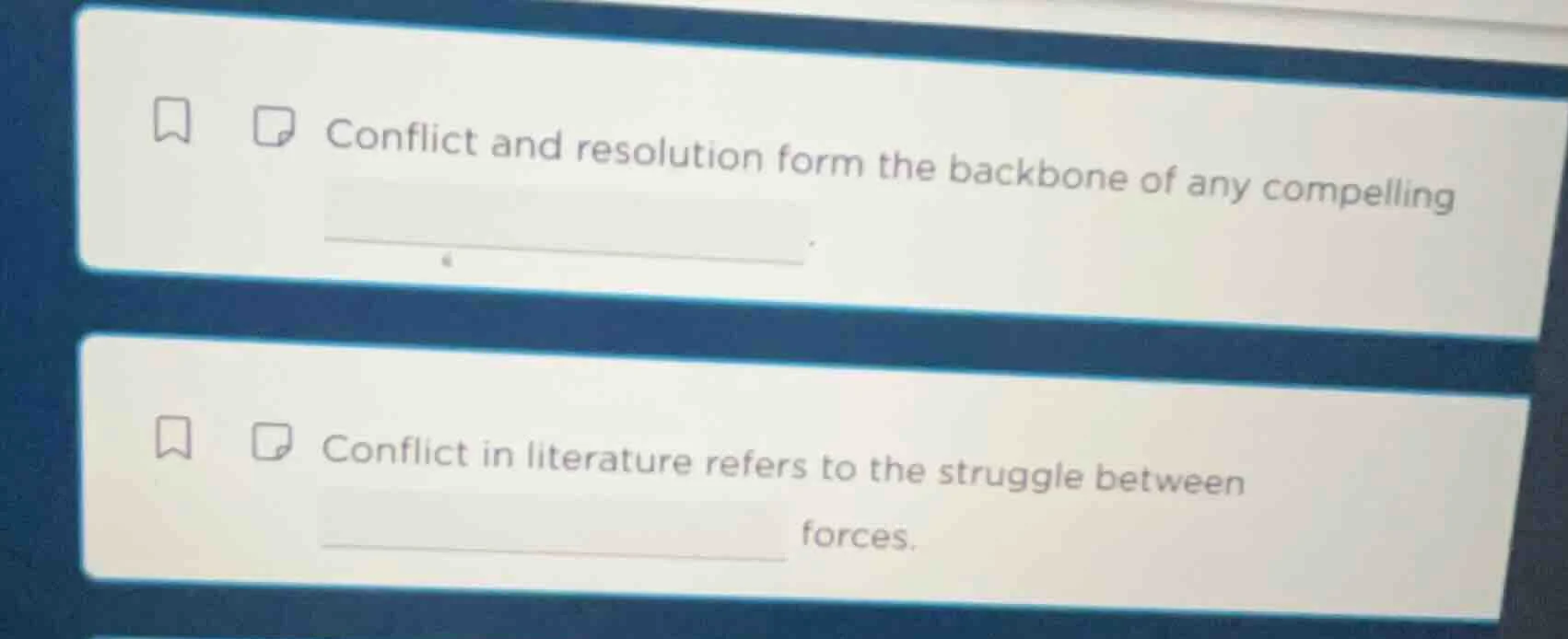 conflict and resolution form the backbone of any compelling ______.conf…